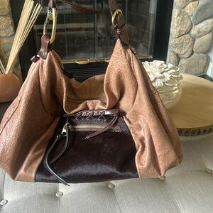 Nicoli Genuine Italian‎ Leather Fur Hobo Bag